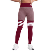 Tight fit high waisted sports and fitness pants women's yoga pants seamless striped peach yoga pants hip lifting pants yoga clothes