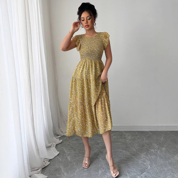 Fashion style floral slim fit dress for women